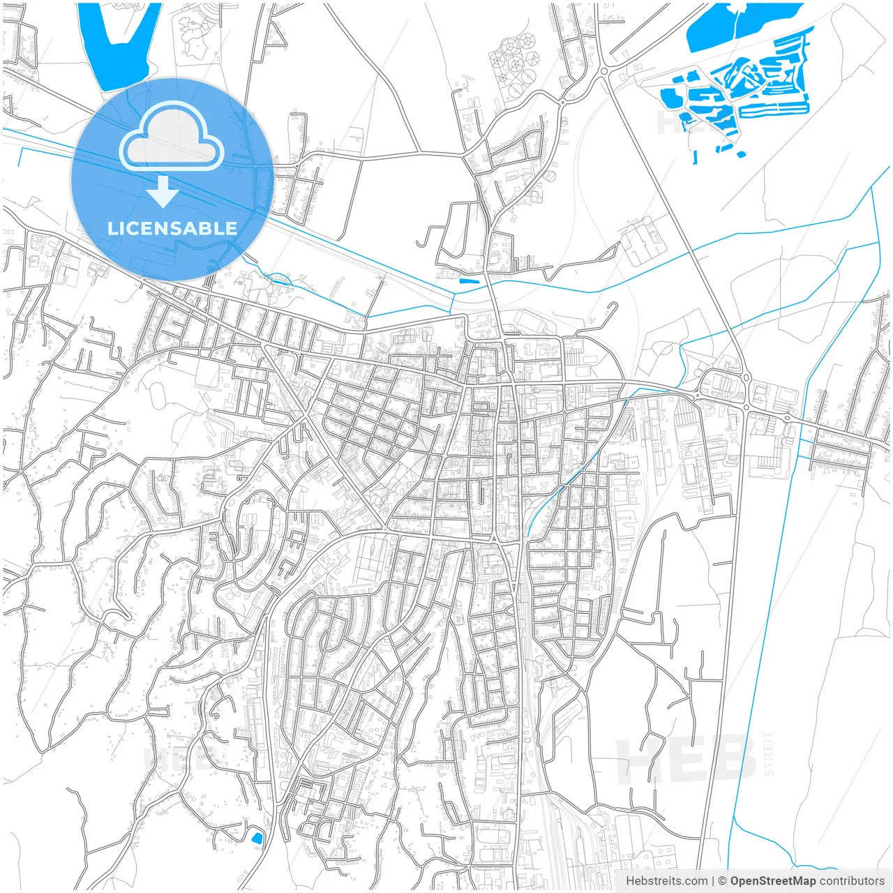 Zalaegerszeg, Zala, Hungary, city map with high resolution roads.