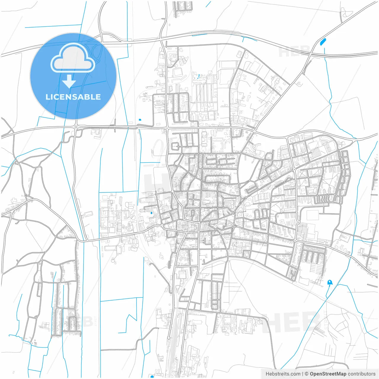 Nagykanizsa, Zala, Hungary, city map with high resolution roads.