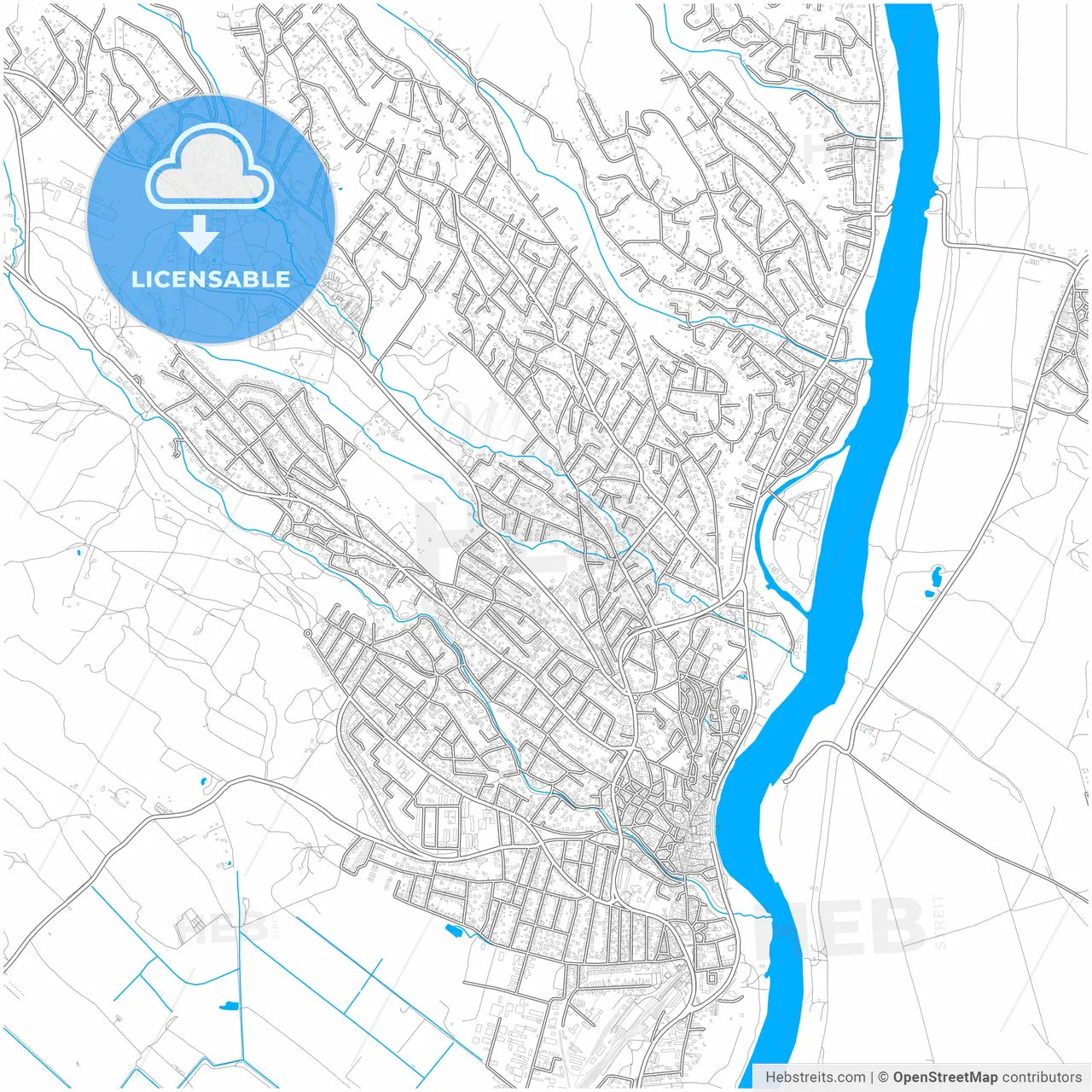 Szentendre, Pest, Hungary, city map with high resolution roads.