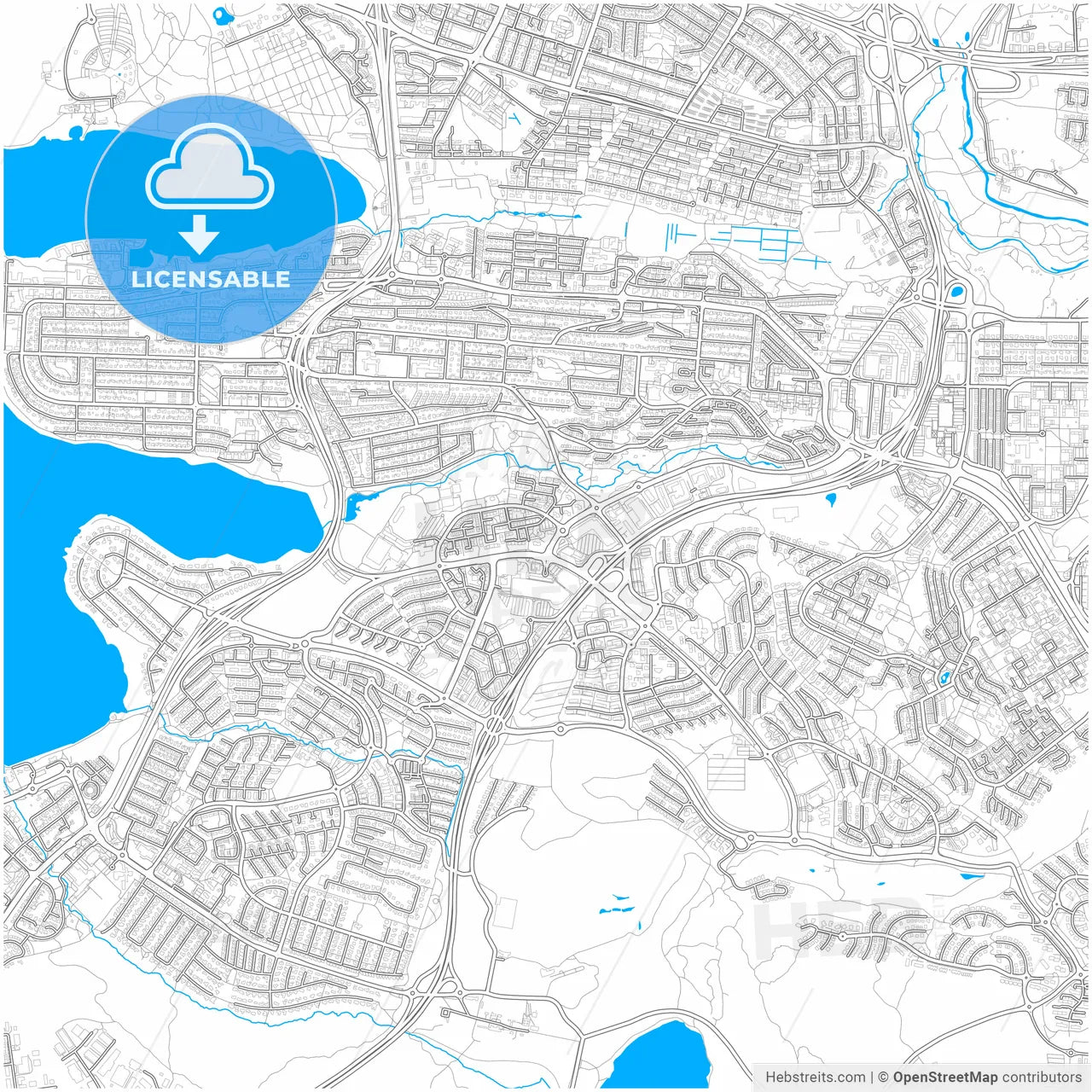 Kópavogur, Kópavogur, Iceland, city map with high resolution roads.