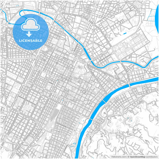 Turin, Piedmont, Italy, city map with high resolution roads.