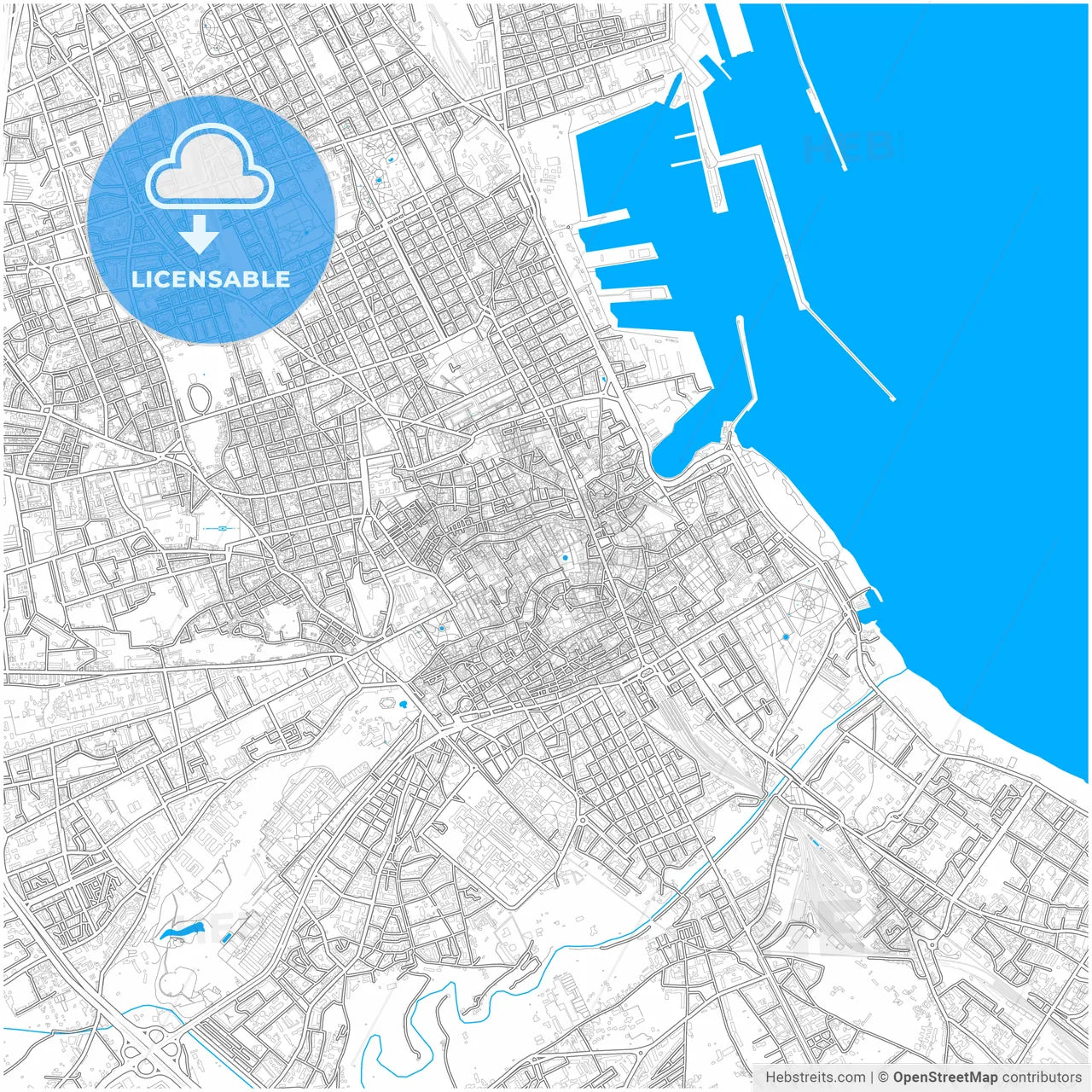Palermo, Sicily, Italy, city map with high resolution roads.