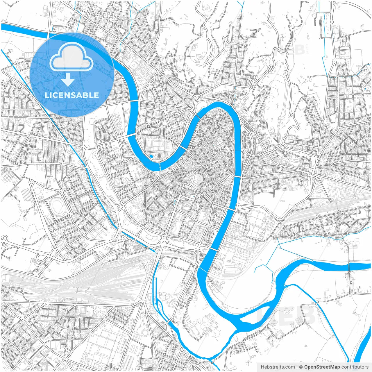 Verona, Veneto, Italy, city map with high resolution roads.