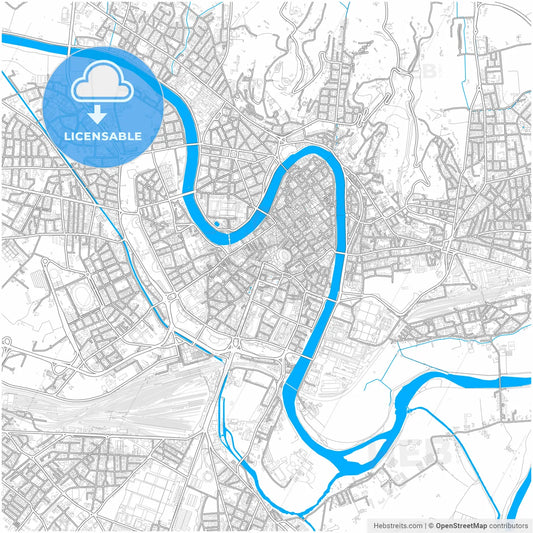 Verona, Veneto, Italy, city map with high resolution roads.