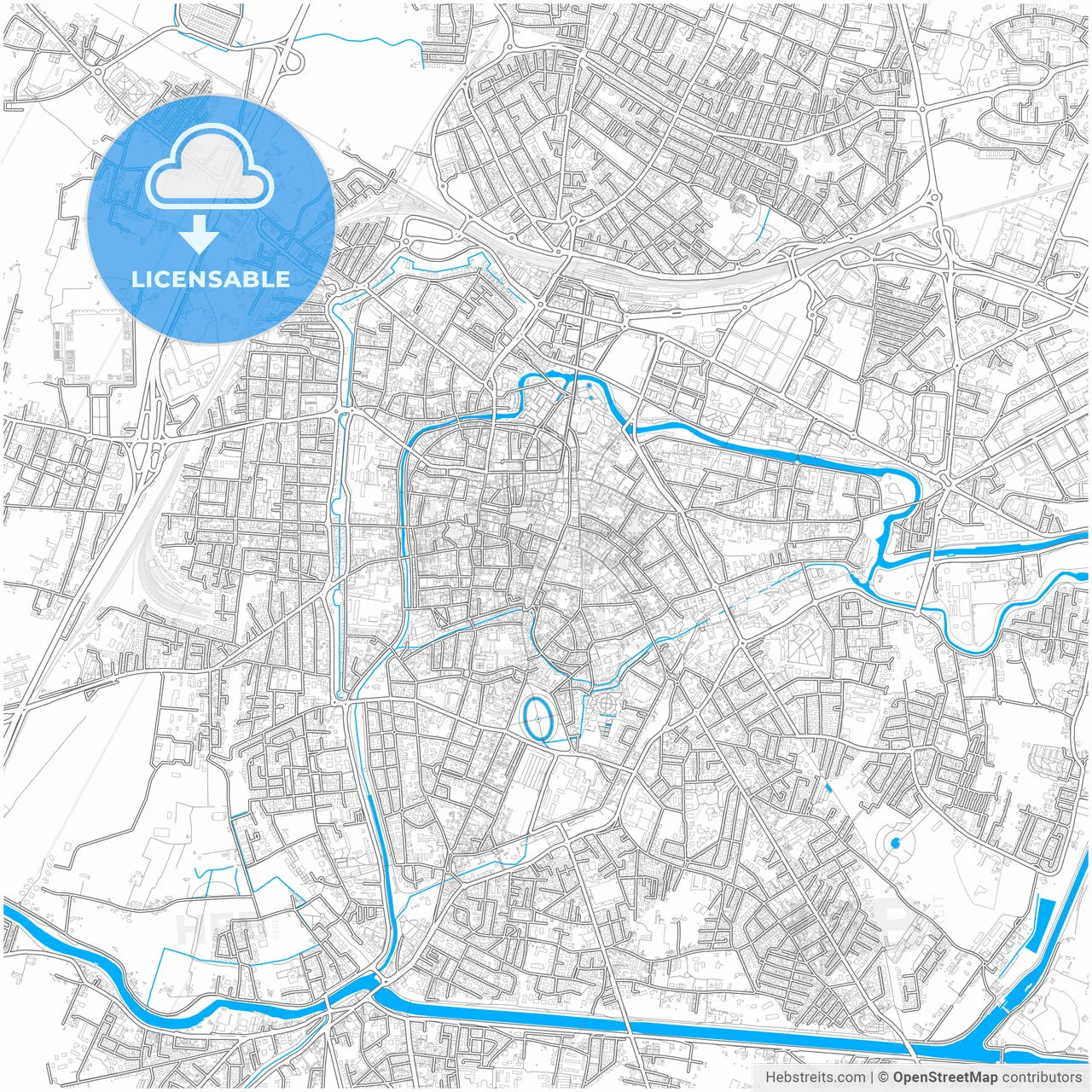 Padua, Veneto, Italy, city map with high resolution roads.