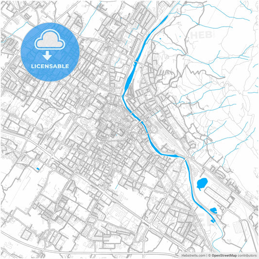 Prato, Tuscany, Italy, city map with high resolution roads.