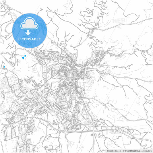 Perugia, Umbria, Italy, city map with high resolution roads.