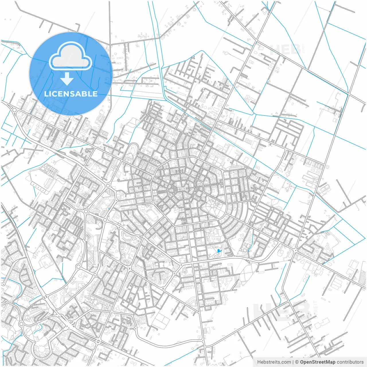 Latina, Lazio, Italy, city map with high resolution roads.