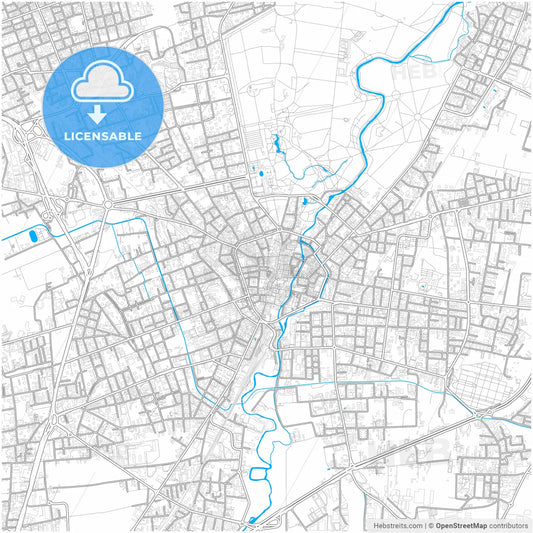 Monza, Lombardy, Italy, city map with high resolution roads.