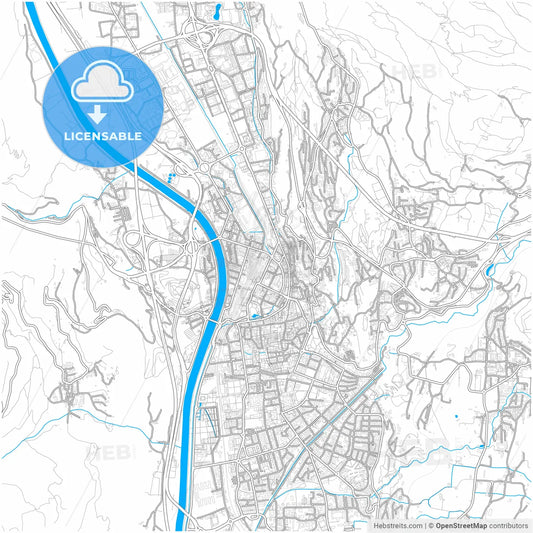 Trento, Trentino-Alto Adige/Südtirol, Italy, city map with high resolution roads.
