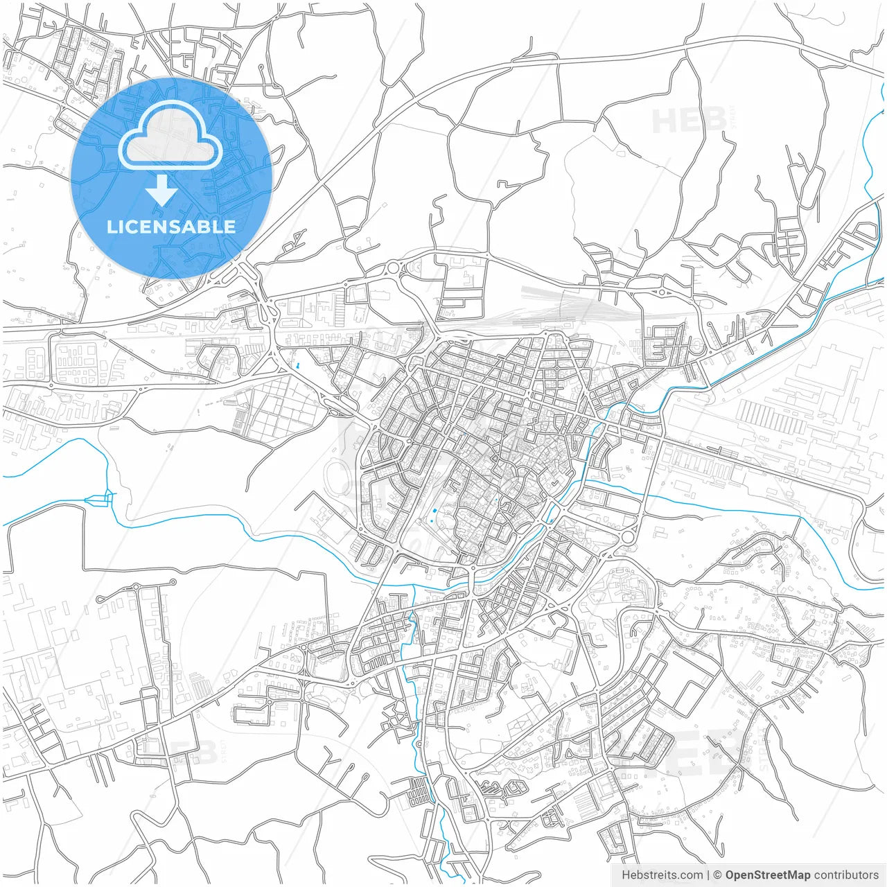 Terni, Umbria, Italy, city map with high resolution roads.