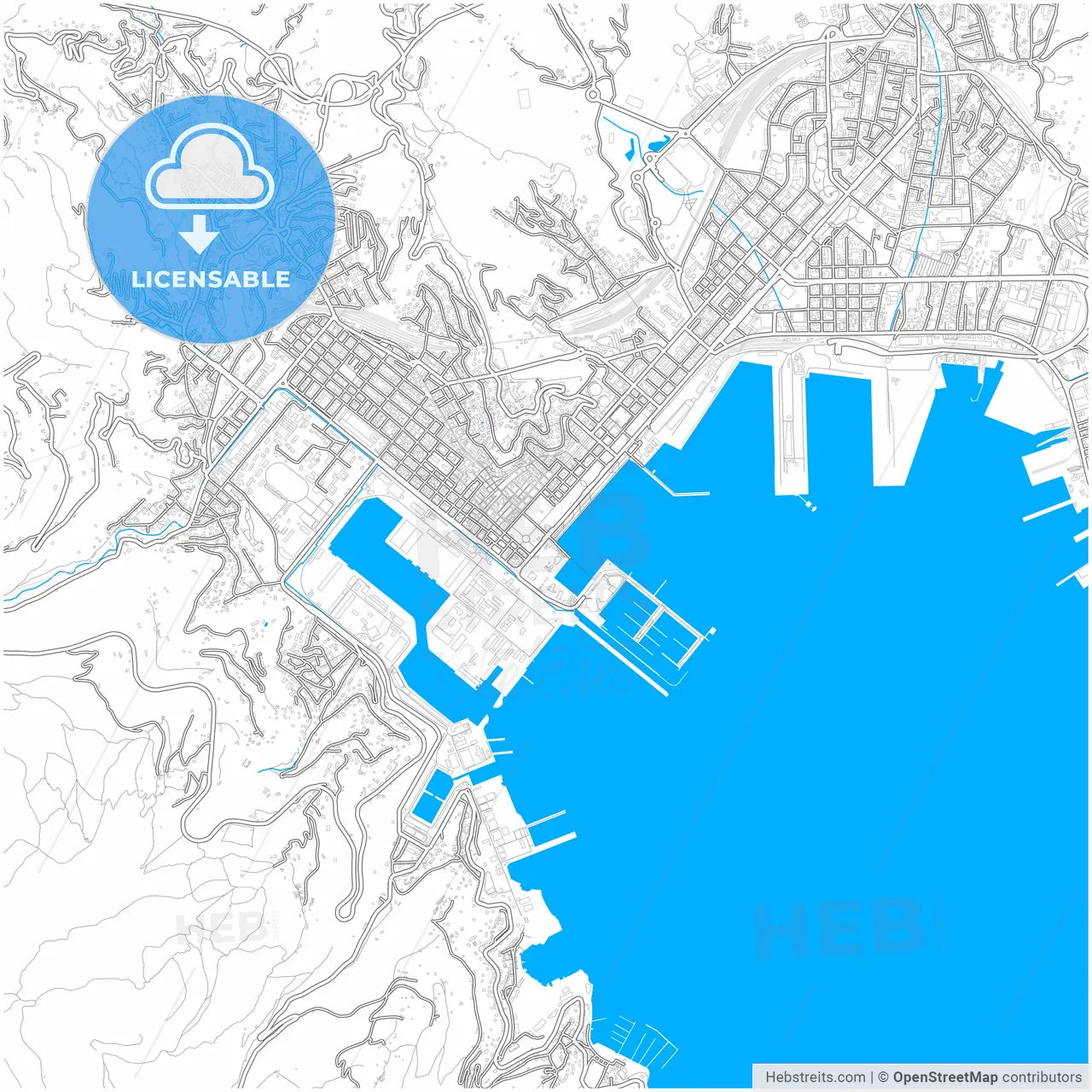 La Spezia, Liguria, Italy, city map with high resolution roads.