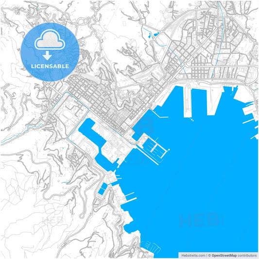 La Spezia, Liguria, Italy, city map with high resolution roads.