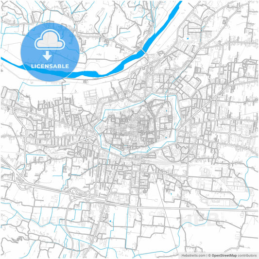 Lucca, Tuscany, Italy, city map with high resolution roads.