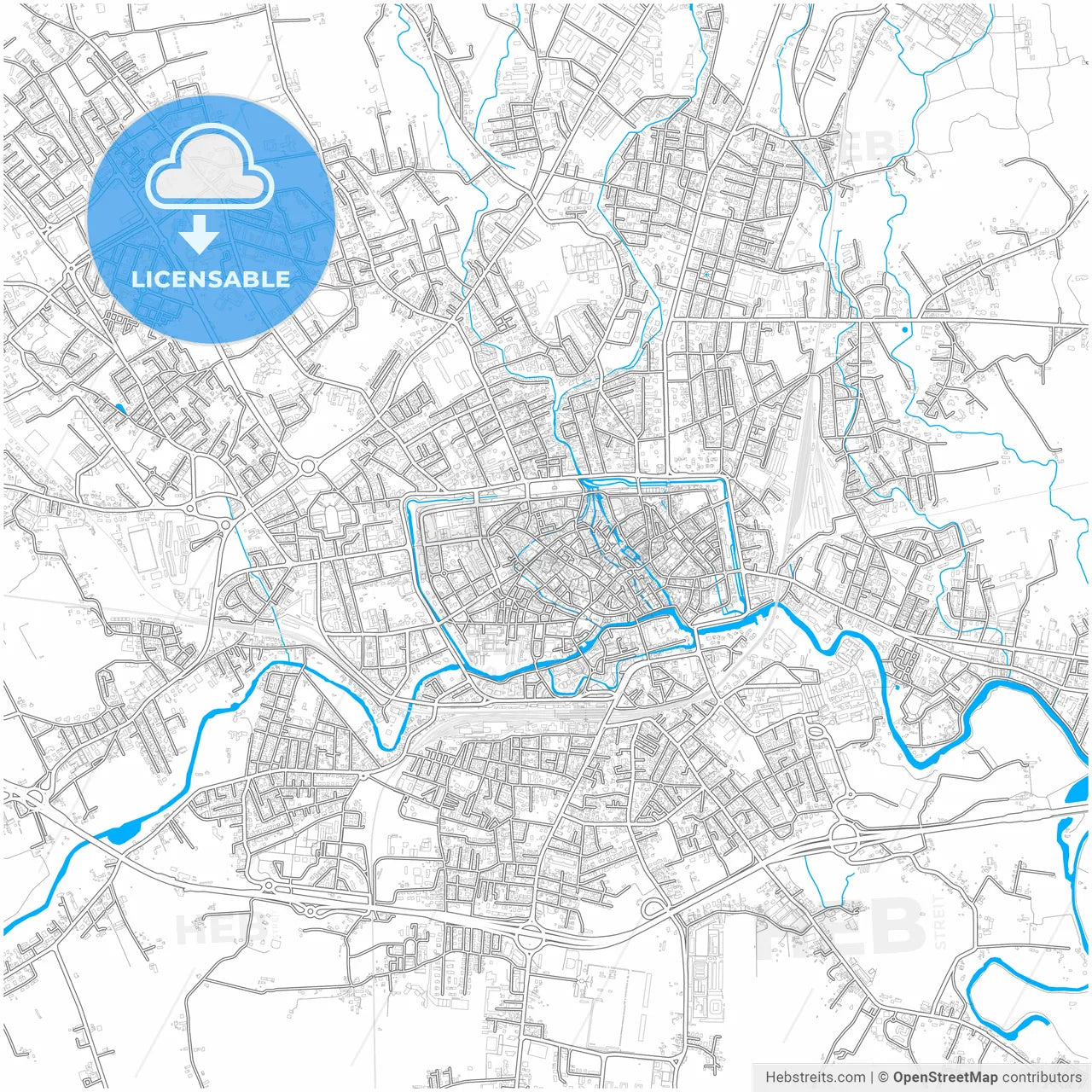 Treviso, Veneto, Italy, city map with high resolution roads.