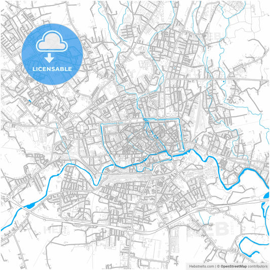 Treviso, Veneto, Italy, city map with high resolution roads.