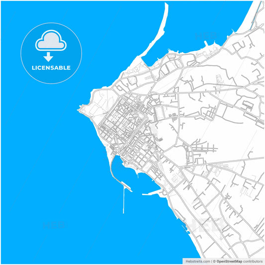 Marsala, Sicily, Italy, city map with high resolution roads.