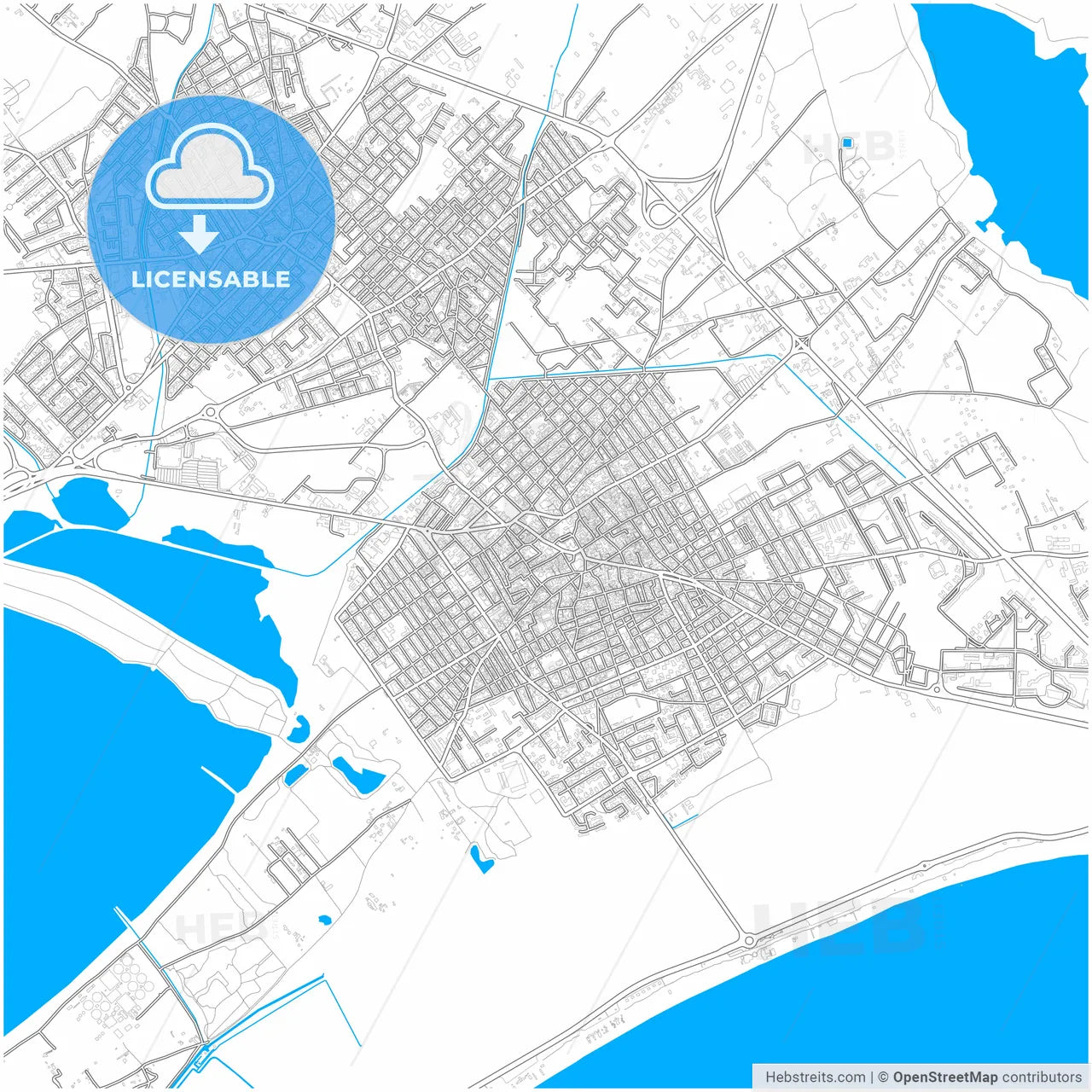Quartu Sant Elena, Sardinia, Italy, city map with high resolution roads.