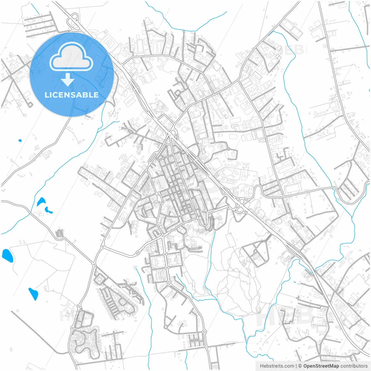 Pomezia, Lazio, Italy, city map with high resolution roads.