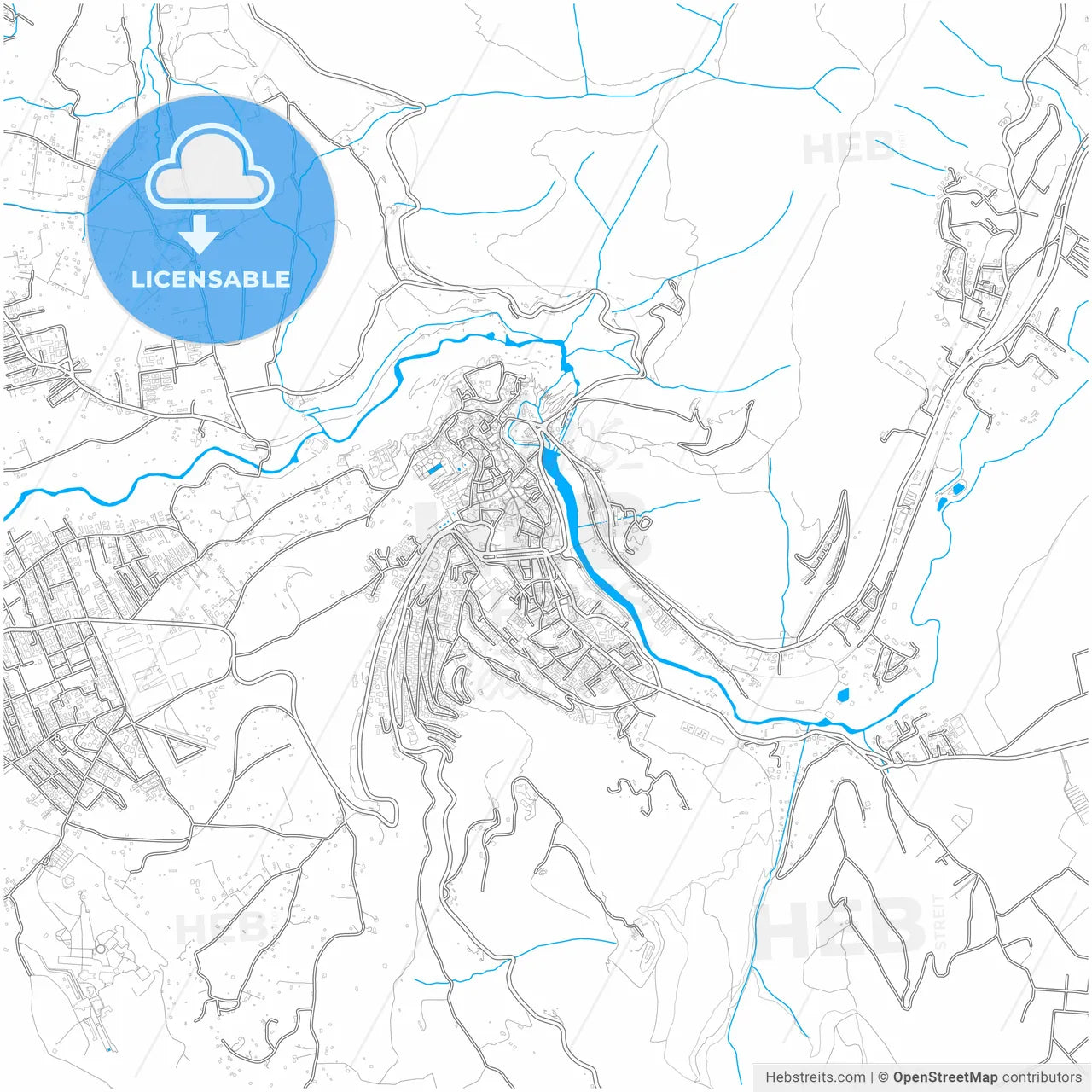 Tivoli, Lazio, Italy, city map with high resolution roads.