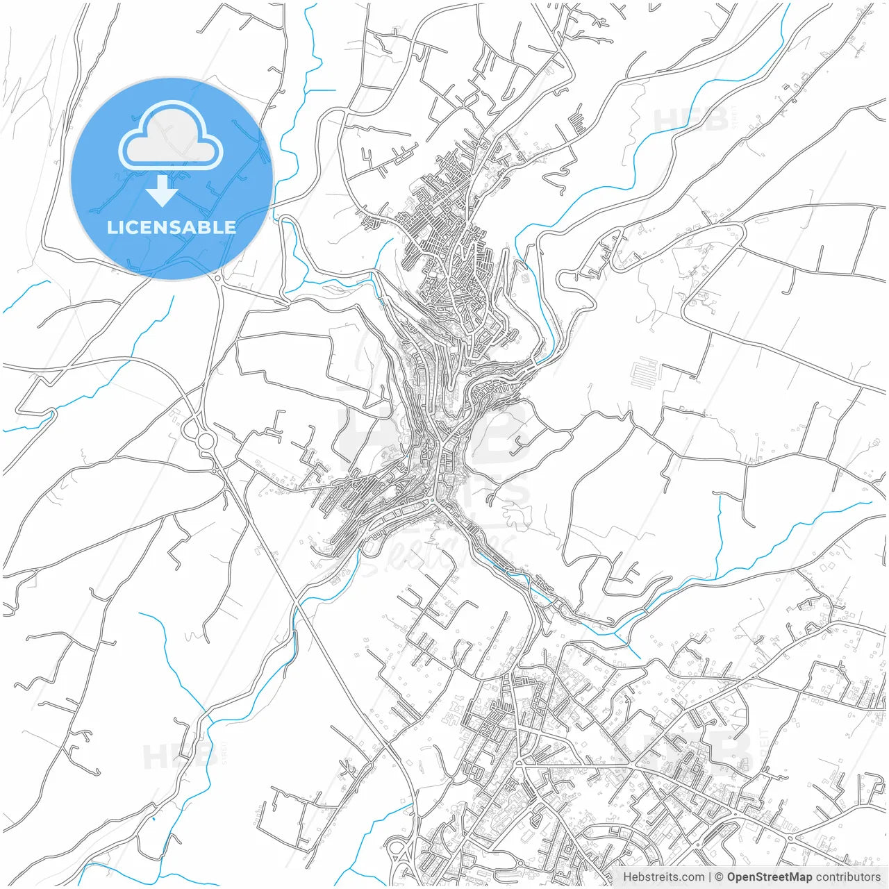 Modica, Sicily, Italy, city map with high resolution roads.
