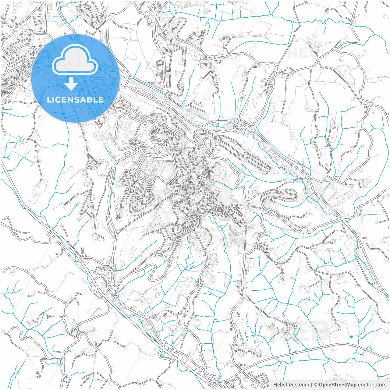 Siena, Tuscany, Italy, city map with high resolution roads.