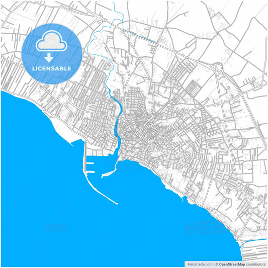 Mazara del Vallo, Sicily, Italy, city map with high resolution roads.