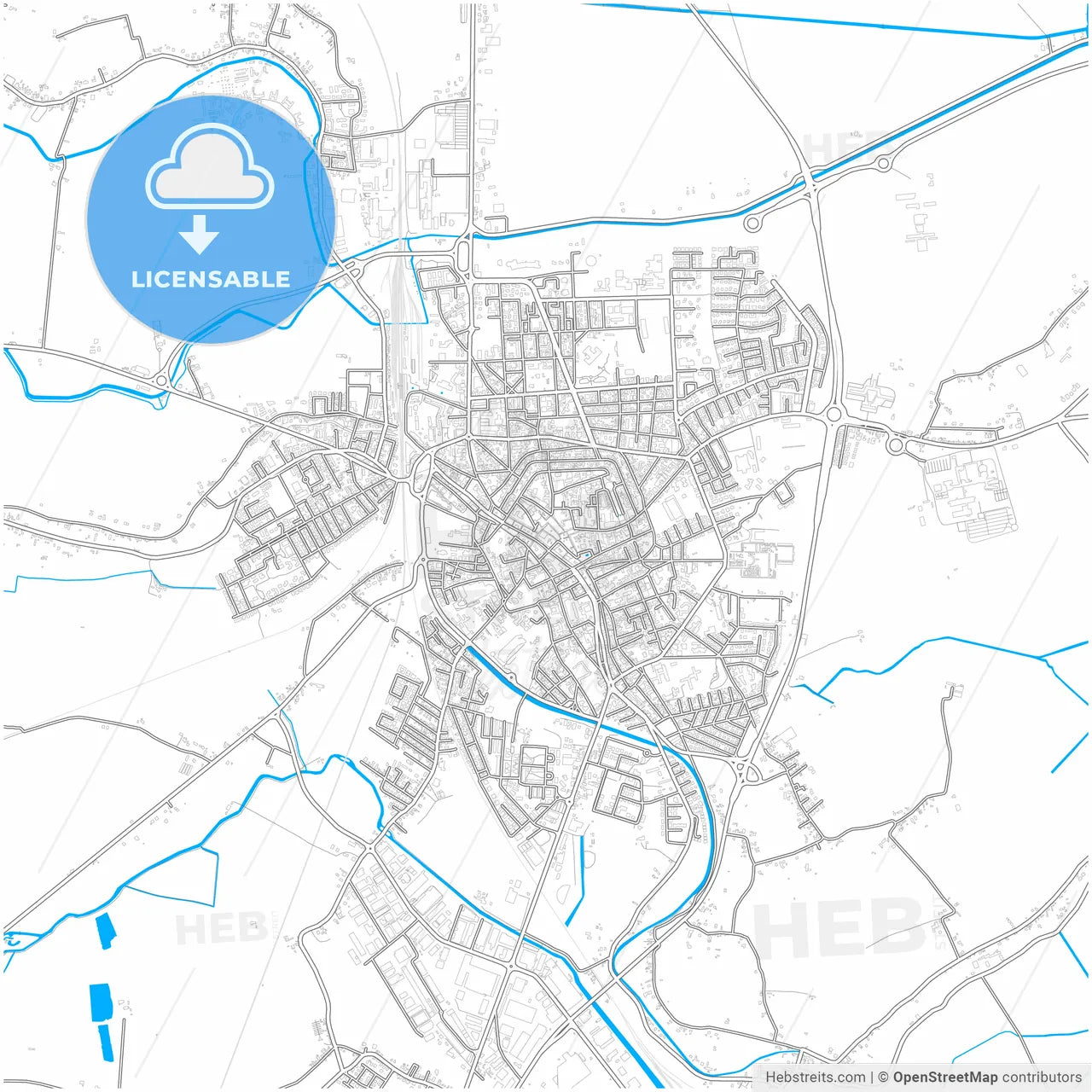 Rovigo, Veneto, Italy, city map with high resolution roads.