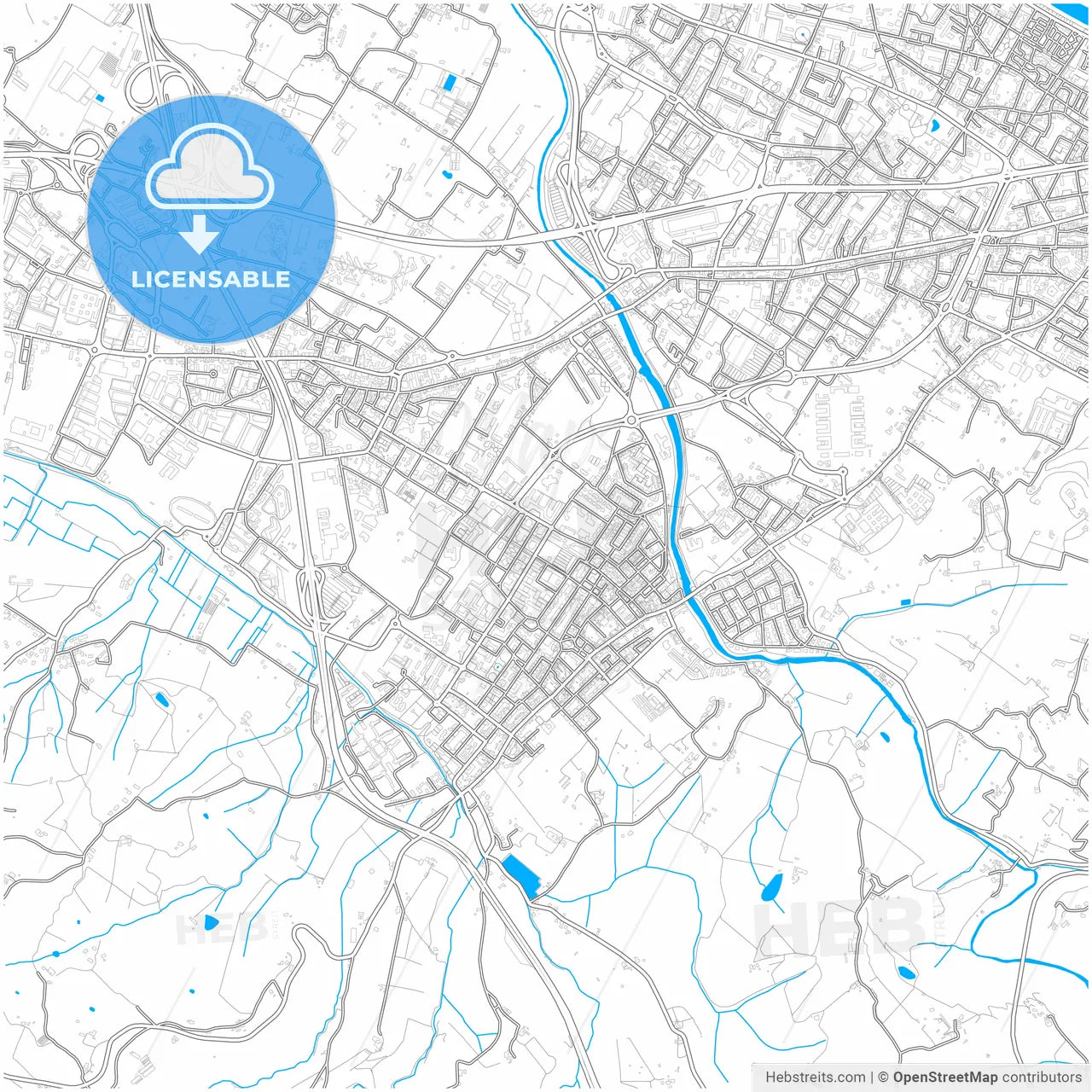 Scandicci, Tuscany, Italy, city map with high resolution roads.