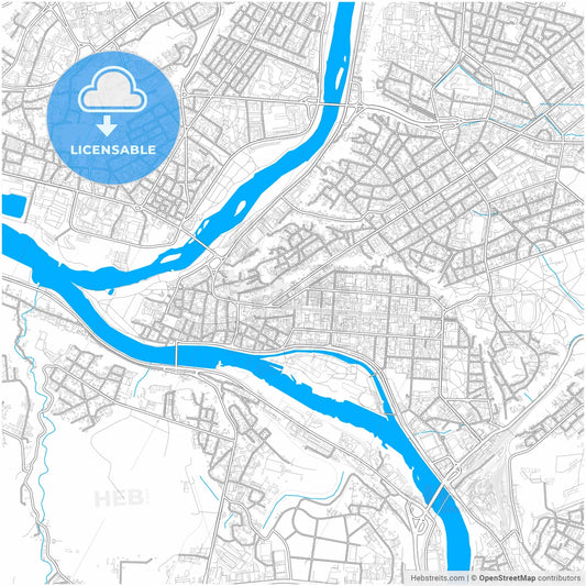 Kaunas, Kaunas County, Lithuania, city map with high resolution roads.