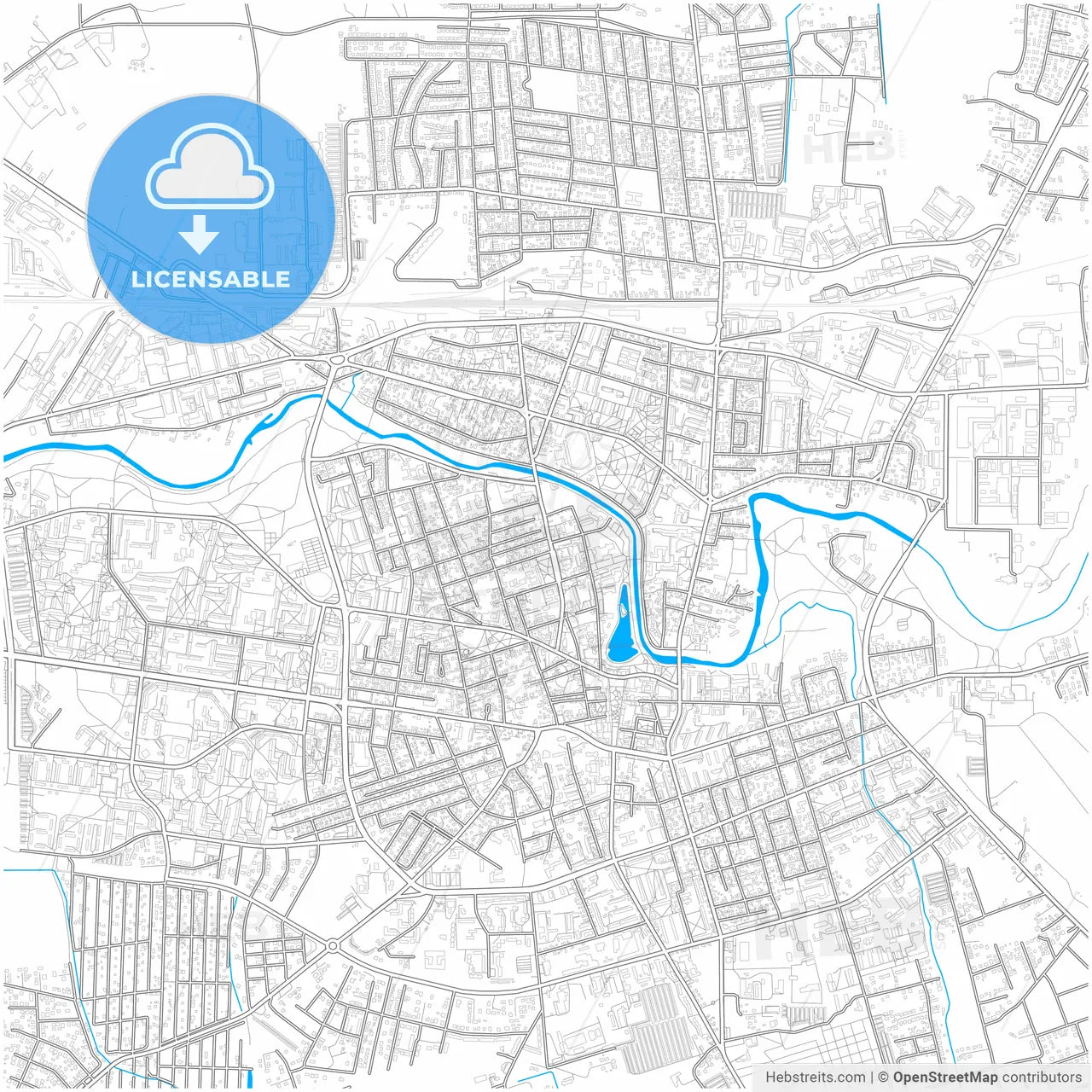 Panevėžys, Panevėžys County, Lithuania, city map with high resolution roads.