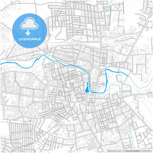 Panevėžys, Panevėžys County, Lithuania, city map with high resolution roads.