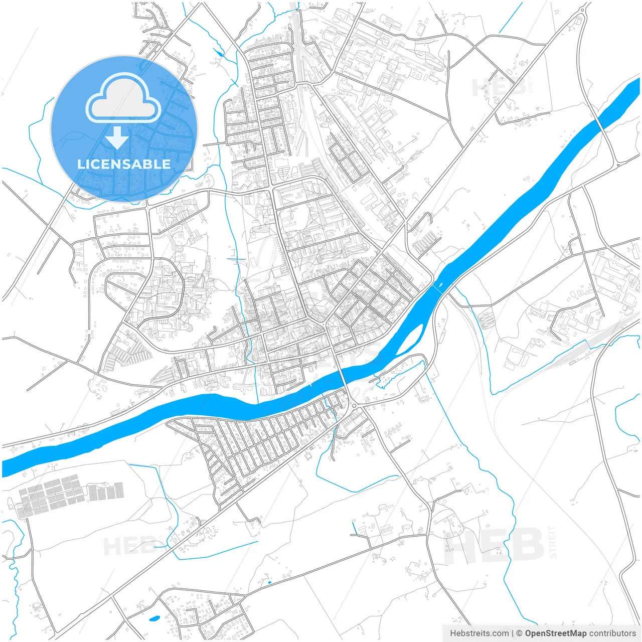 Jonava, Kaunas County, Lithuania, city map with high resolution roads.
