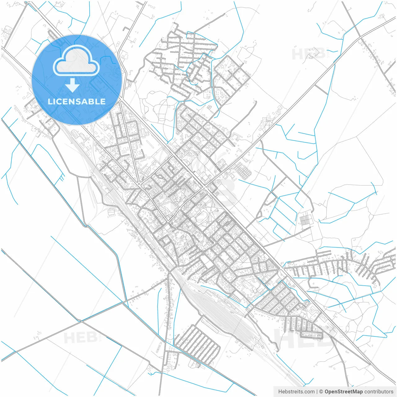 Radviliškis, Šiauliai County, Lithuania, city map with high resolution roads.