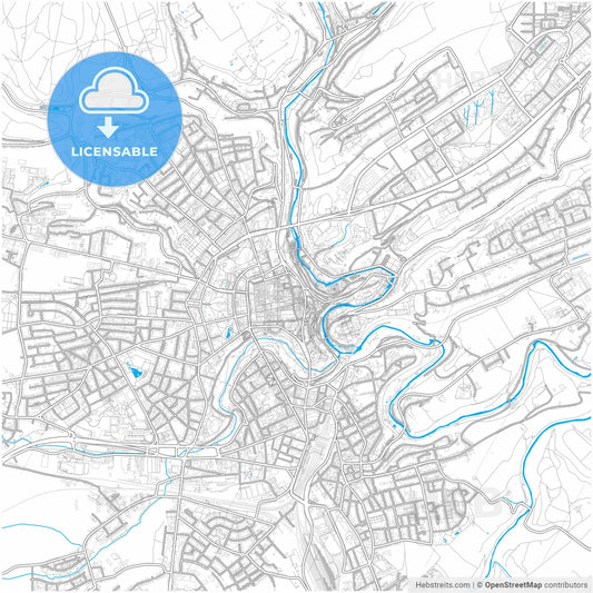 Luxembourg City, Luxembourg, Luxembourg, city map with high resolution roads.