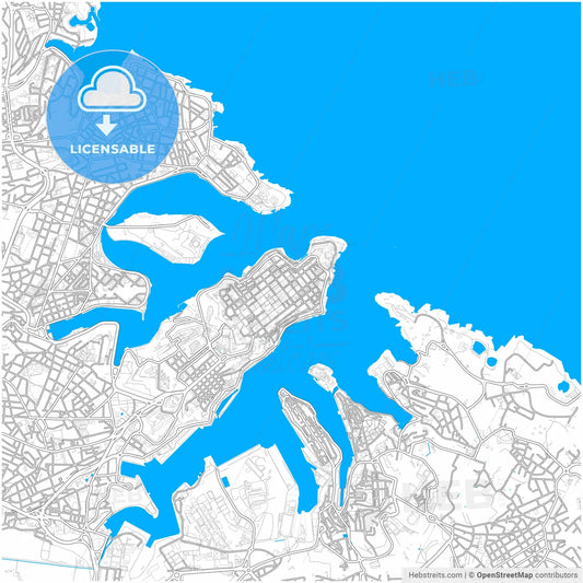 Valletta, South Eastern Region, Malta, city map with high resolution roads.