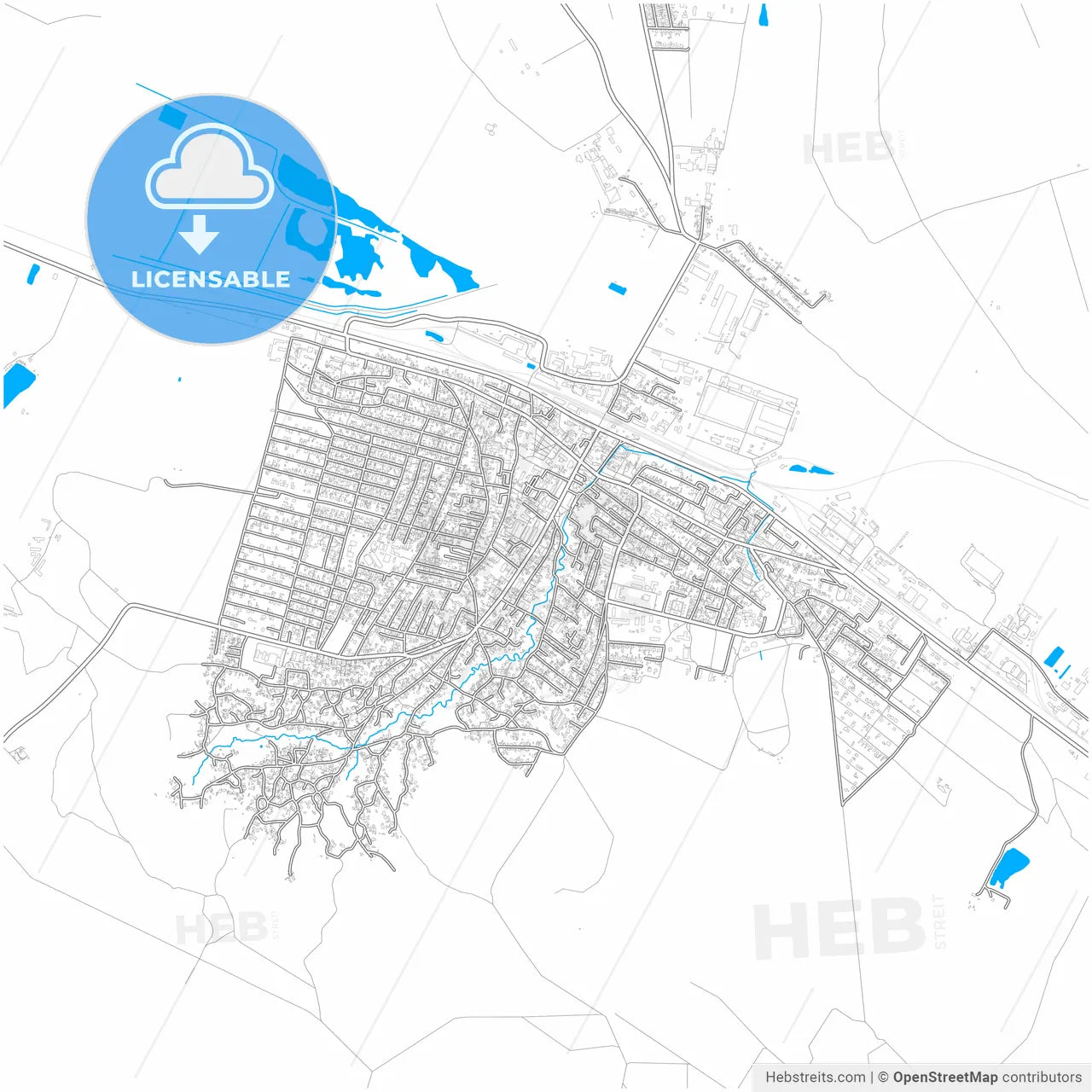 Strășeni, Strășeni district, Moldova, city map with high resolution roads.