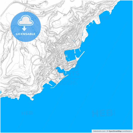 Monaco-Ville, Monaco, city map with high resolution roads.