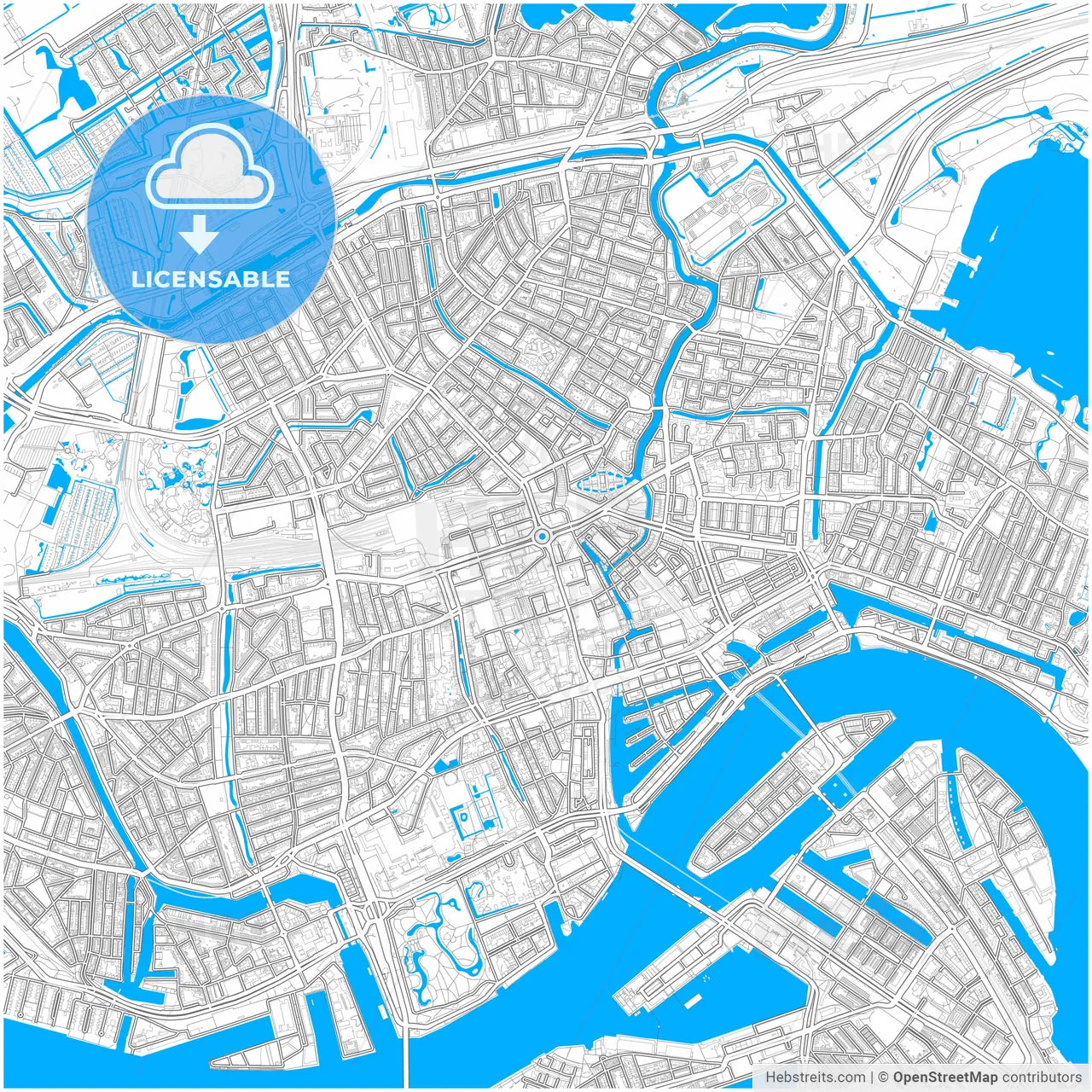 Rotterdam, South Holland, Netherlands, city map with high resolution roads.