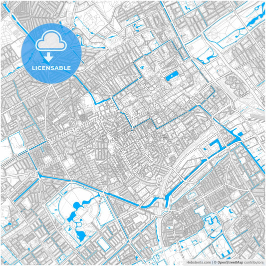The Hague, South Holland, Netherlands, city map with high resolution roads.