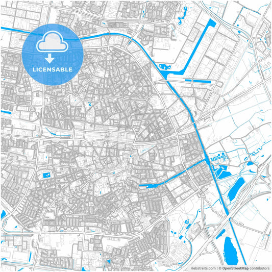 Tilburg, North Brabant, Netherlands, city map with high resolution roads.
