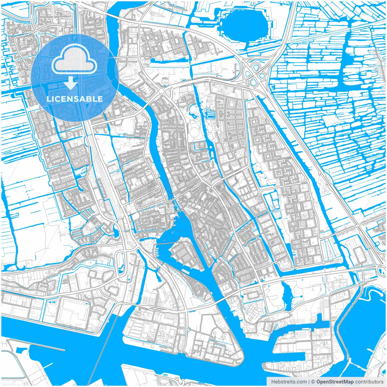 Zaanstad, North Holland, Netherlands, city map with high resolution roads.