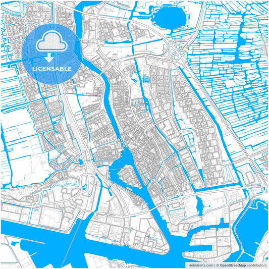 Zaanstad, North Holland, Netherlands, city map with high resolution roads.