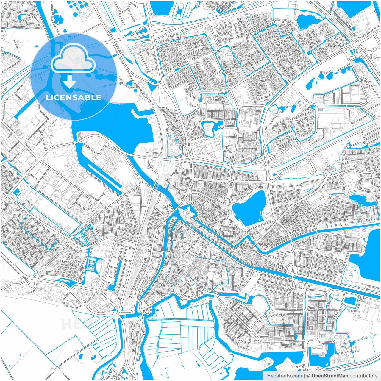 s-Hertogenbosch, North Brabant, Netherlands, city map with high resolution roads.