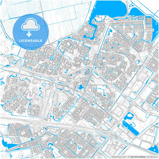 Zoetermeer, South Holland, Netherlands, city map with high resolution roads.