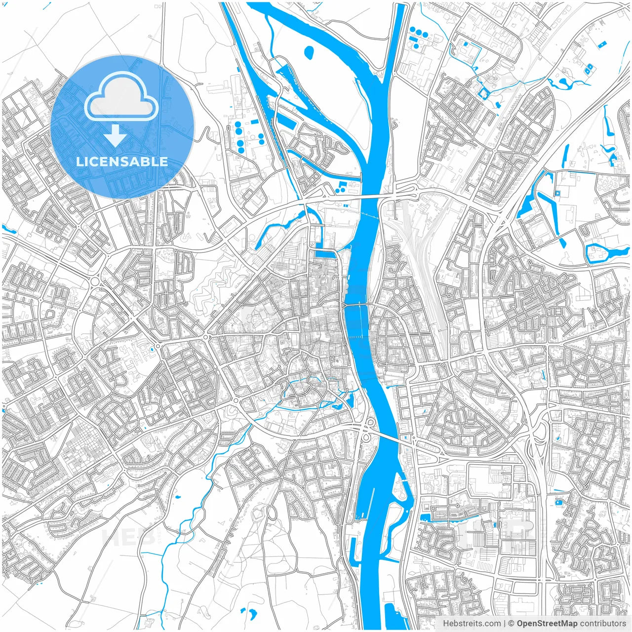 Maastricht, Limburg, Netherlands, city map with high resolution roads.