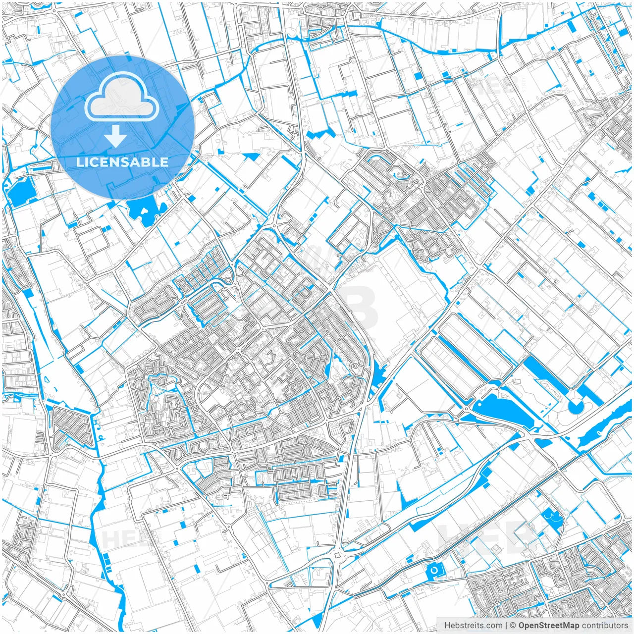 Westland, South Holland, Netherlands, city map with high resolution roads.