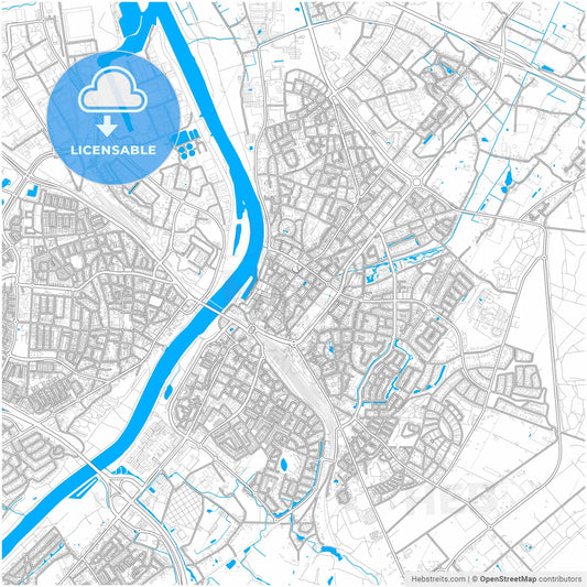 Venlo, Limburg, Netherlands, city map with high resolution roads.