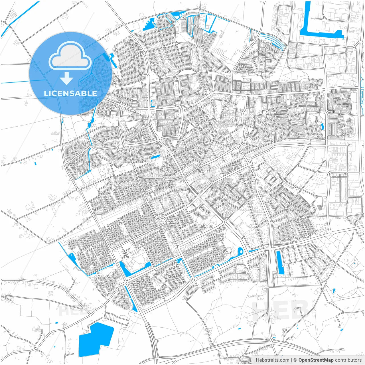 Oss, North Brabant, Netherlands, city map with high resolution roads.