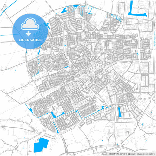 Oss, North Brabant, Netherlands, city map with high resolution roads.